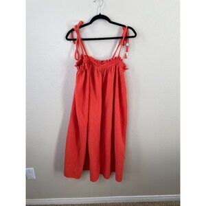 Forever 21+ Womens Orange Sundress Tie Straps & Smocked Elastic Bodice 0X
